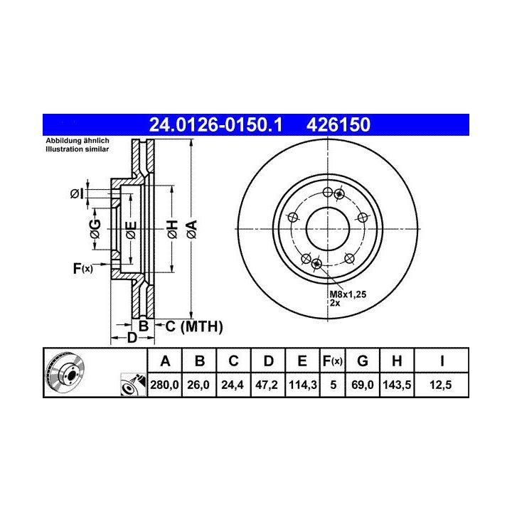 Stabdžių diskas ATE 24.0126-0150.1