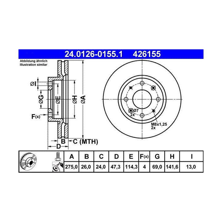 Stabdžių diskas ATE 24.0126-0155.1