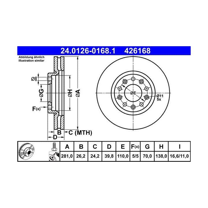 Stabdžių diskas ATE 24.0126-0168.1