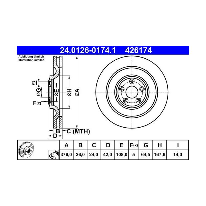 Stabdžių diskas ATE 24.0126-0174.1
