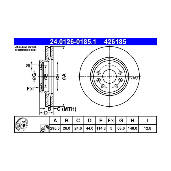 Stabdžių diskas ATE 24.0126-0185.1