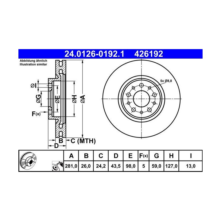 Stabdžių diskas ATE 24.0126-0192.1