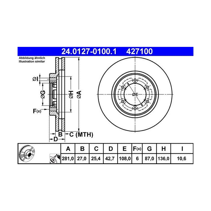 Stabdžių diskas ATE 24.0127-0100.1
