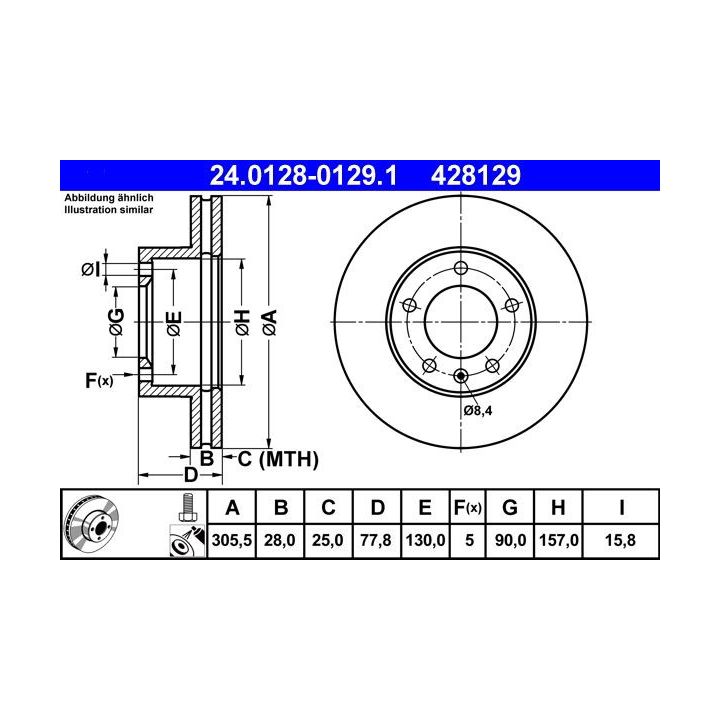 Stabdžių diskas ATE 24.0128-0129.1