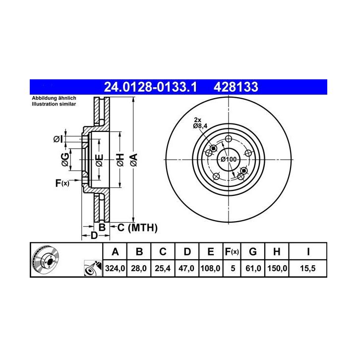Stabdžių diskas ATE 24.0128-0133.1