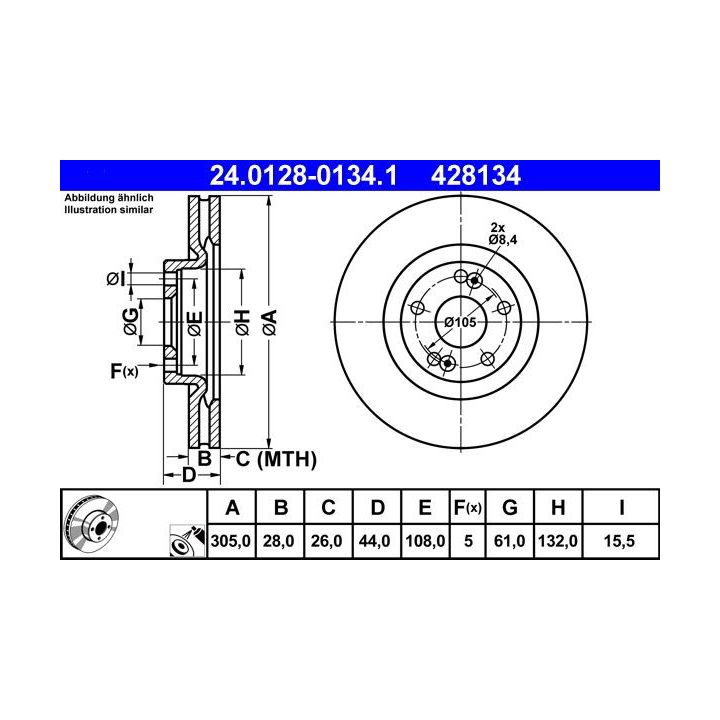 Stabdžių diskas ATE 24.0128-0134.1