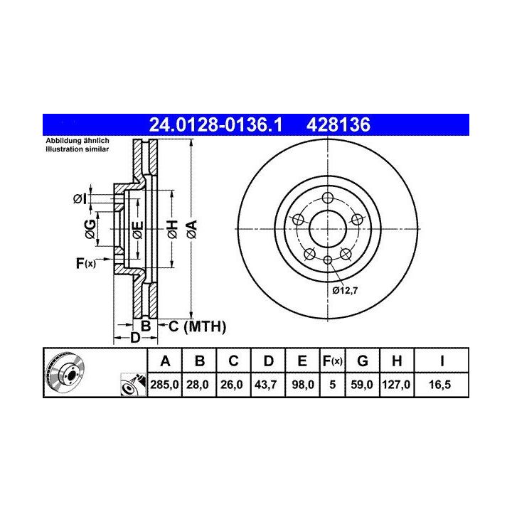 Stabdžių diskas ATE 24.0128-0136.1