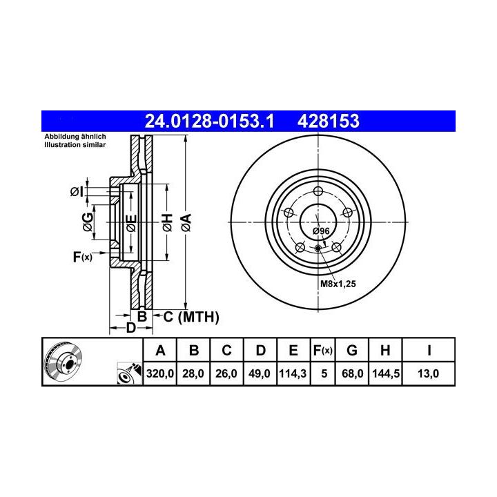 Stabdžių diskas ATE 24.0128-0153.1