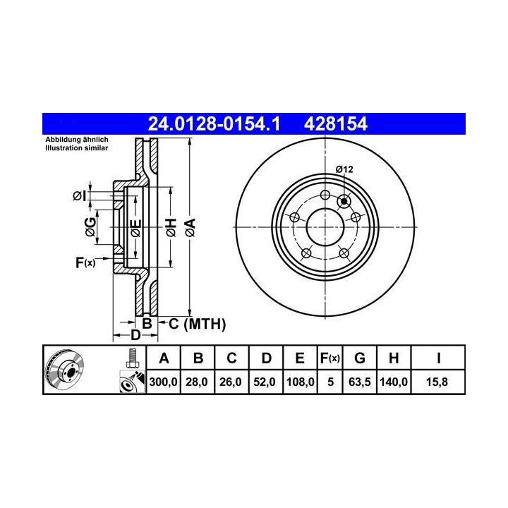 Stabdžių diskas ATE 24.0128-0154.1