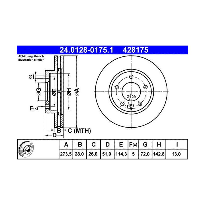 Stabdžių diskas ATE 24.0128-0175.1