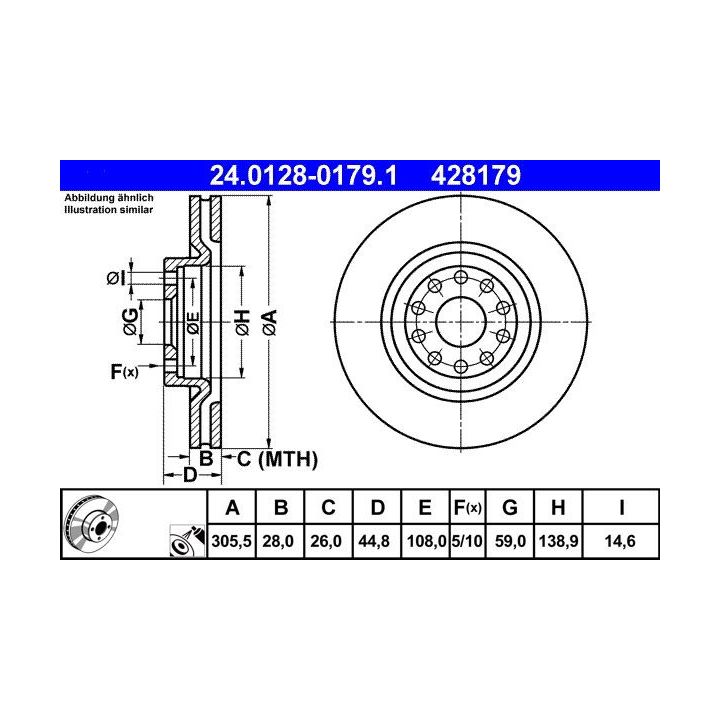 Stabdžių diskas ATE 24.0128-0179.1