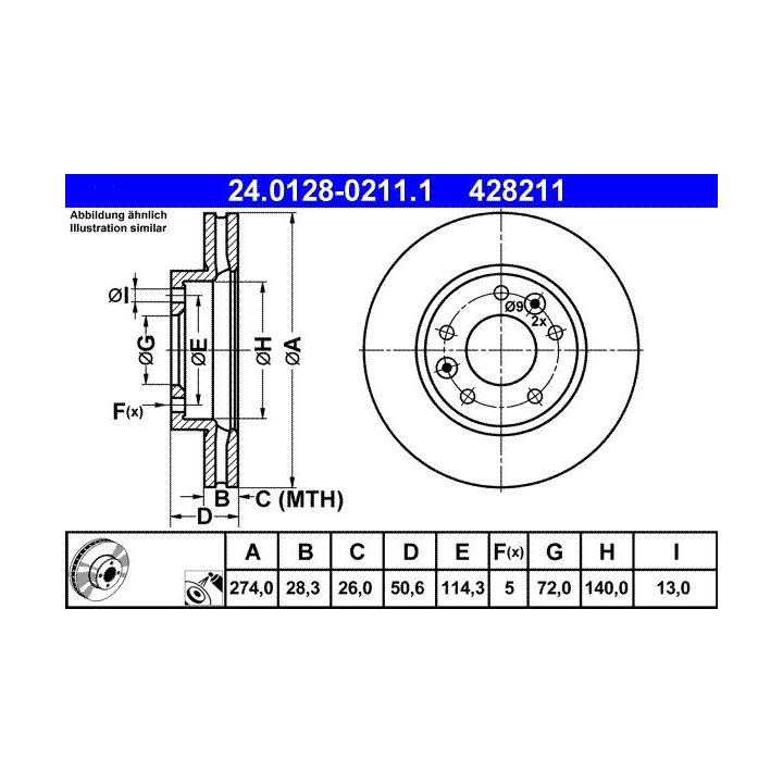 Stabdžių diskas ATE 24.0128-0211.1