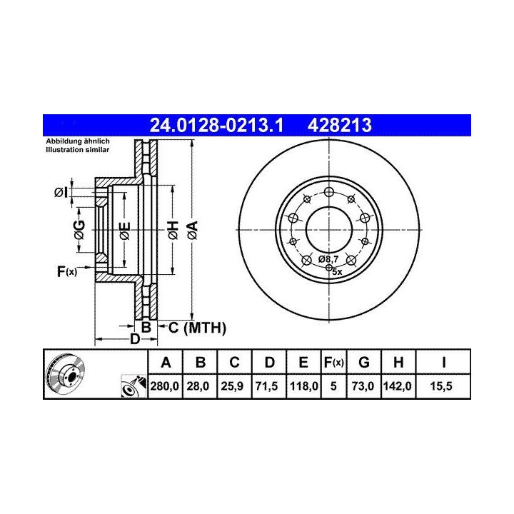 Stabdžių diskas ATE 24.0128-0213.1