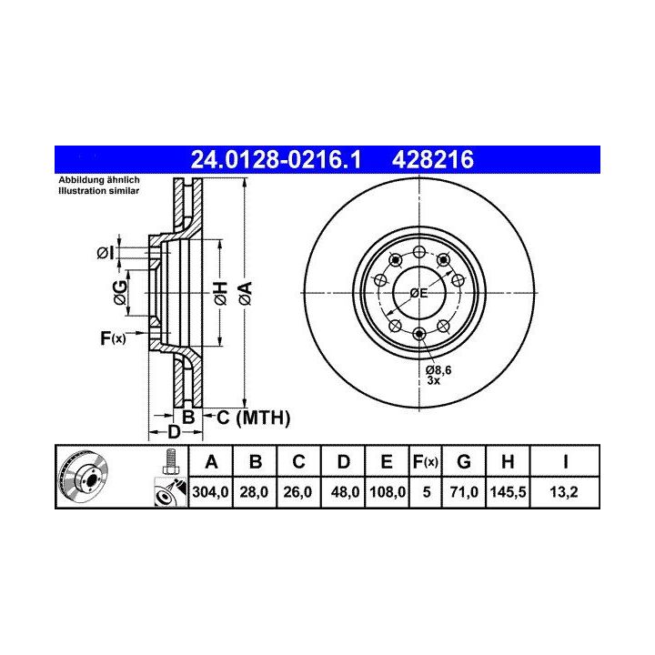 Stabdžių diskas ATE 24.0128-0216.1