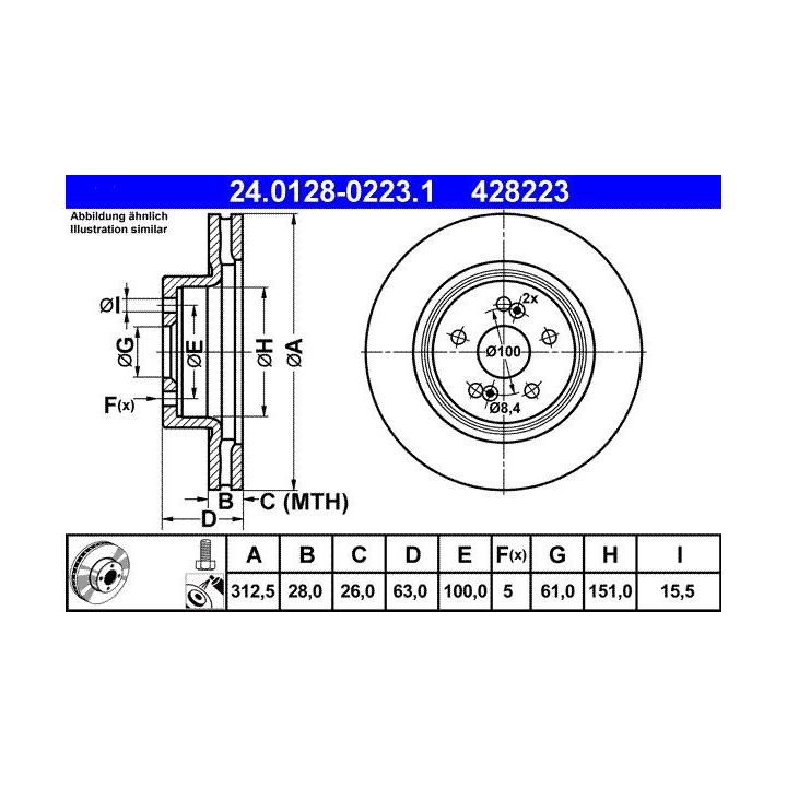 Stabdžių diskas ATE 24.0128-0223.1