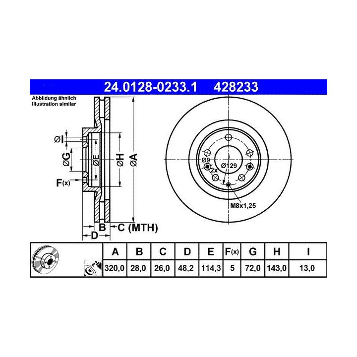 Stabdžių diskas ATE 24.0128-0233.1