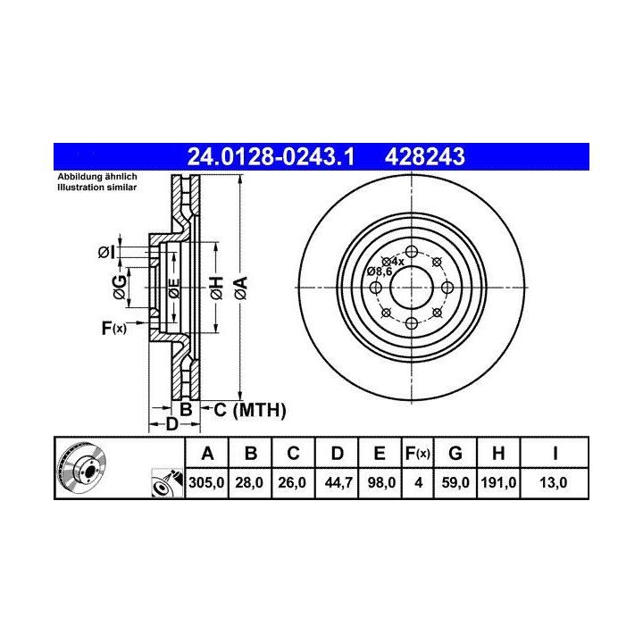 Stabdžių diskas ATE 24.0128-0243.1