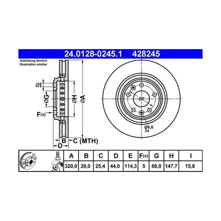 Stabdžių diskas ATE 24.0128-0245.1