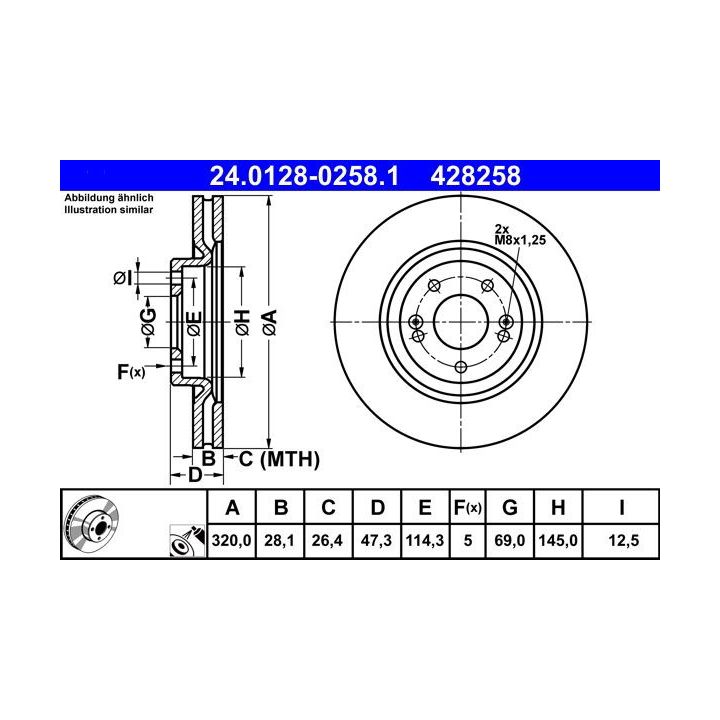 Stabdžių diskas ATE 24.0128-0258.1