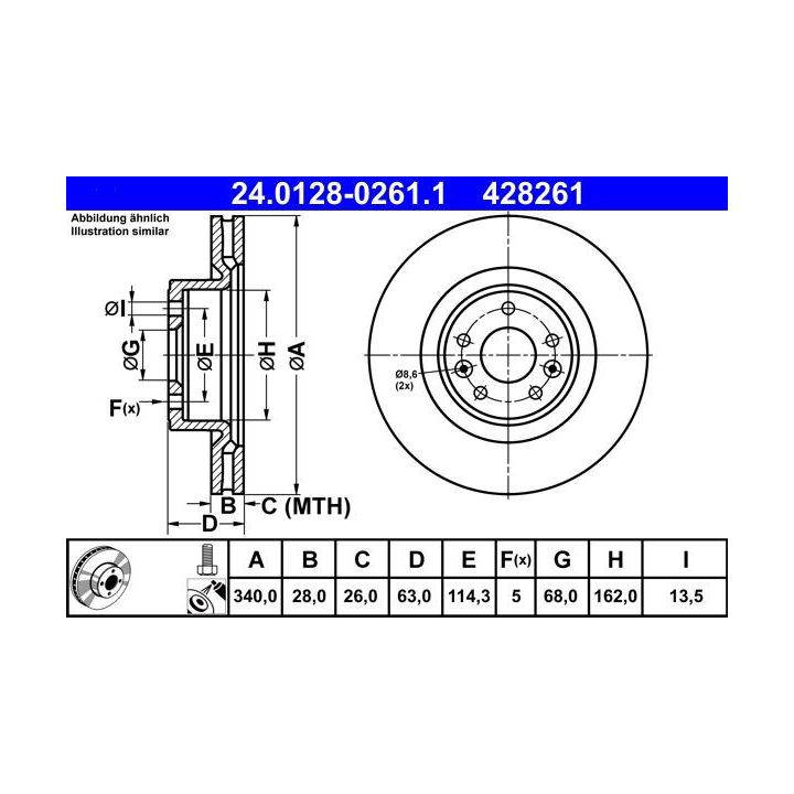 Stabdžių diskas ATE 24.0128-0261.1