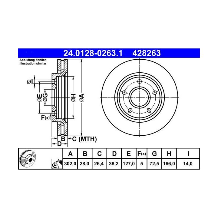 Stabdžių diskas ATE 24.0128-0263.1