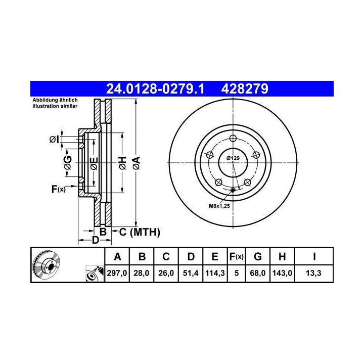 Stabdžių diskas ATE 24.0128-0279.1