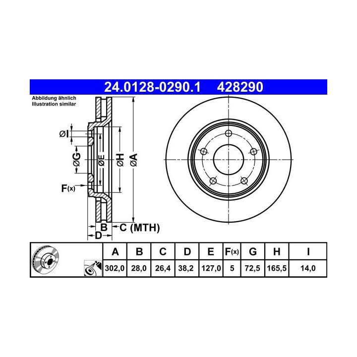 Stabdžių diskas ATE 24.0128-0290.1