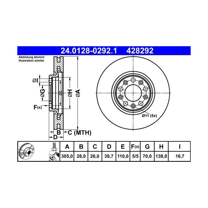 Stabdžių diskas ATE 24.0128-0292.1