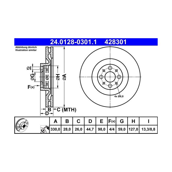 Stabdžių diskas ATE 24.0128-0301.1