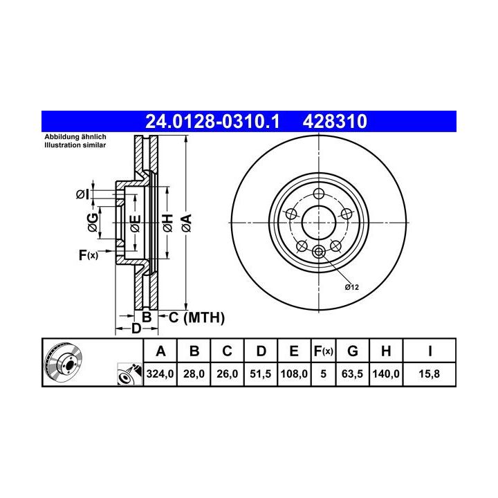Stabdžių diskas ATE 24.0128-0310.1