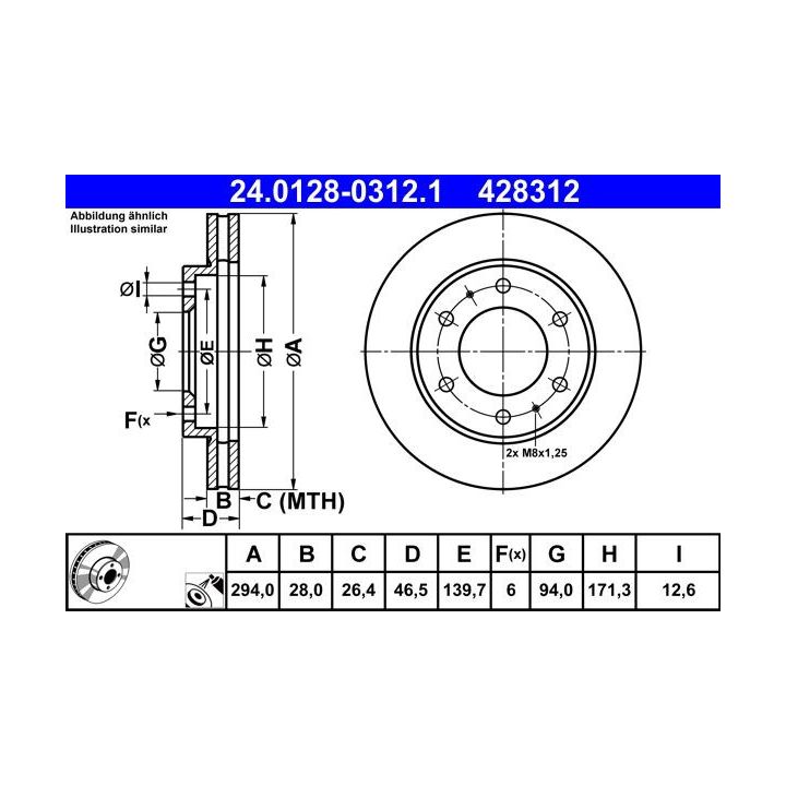 Stabdžių diskas ATE 24.0128-0312.1
