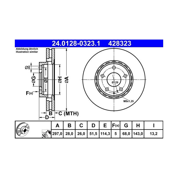 Stabdžių diskas ATE 24.0128-0323.1