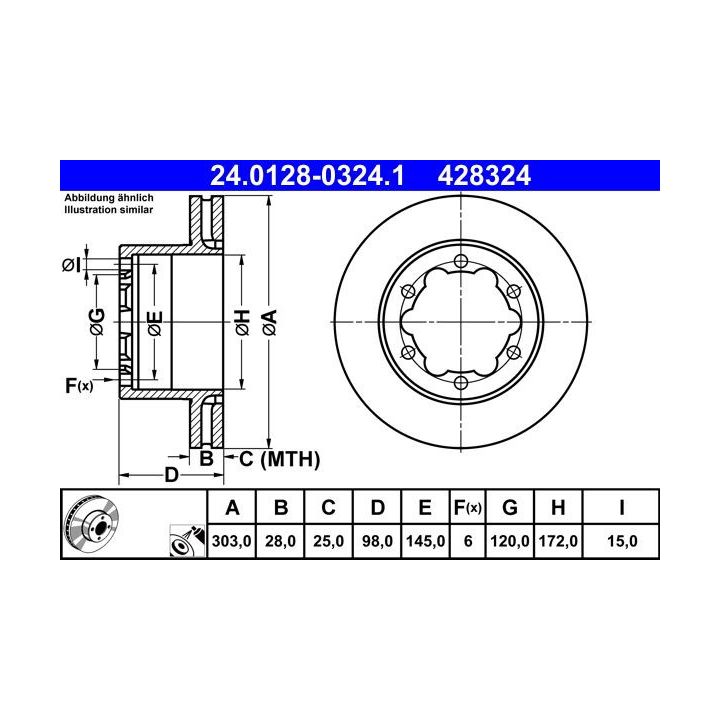 Stabdžių diskas ATE 24.0128-0324.1