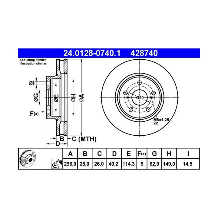 Stabdžių diskas ATE 24.0128-0740.1