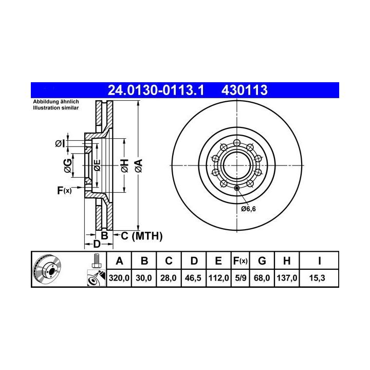 Stabdžių diskas ATE 24.0130-0113.1