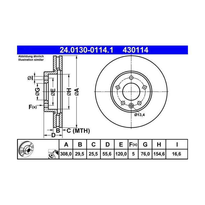 Stabdžių diskas ATE 24.0130-0114.1