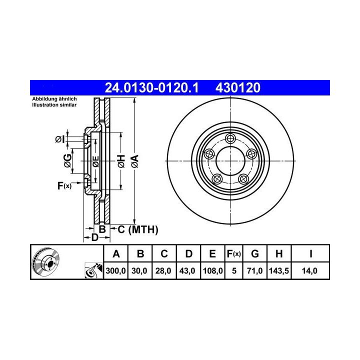 Stabdžių diskas ATE 24.0130-0120.1