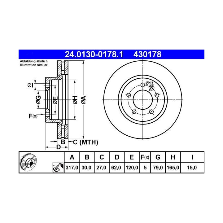 Stabdžių diskas ATE 24.0130-0178.1