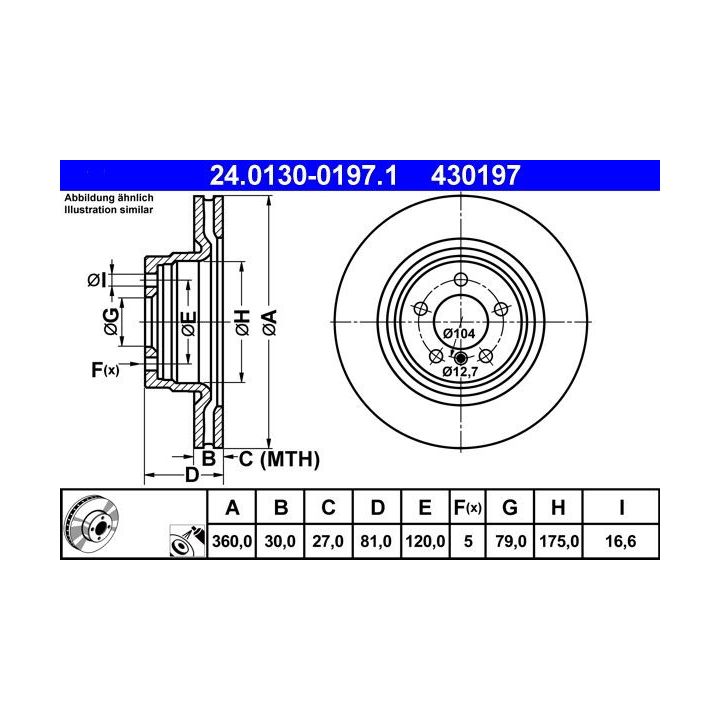 Stabdžių diskas ATE 24.0130-0197.1
