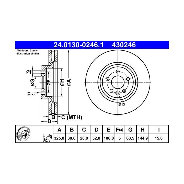 Stabdžių diskas ATE 24.0130-0246.1