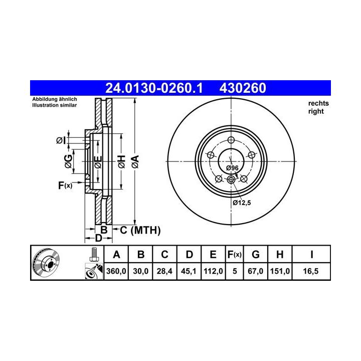 Stabdžių diskas ATE 24.0130-0260.1