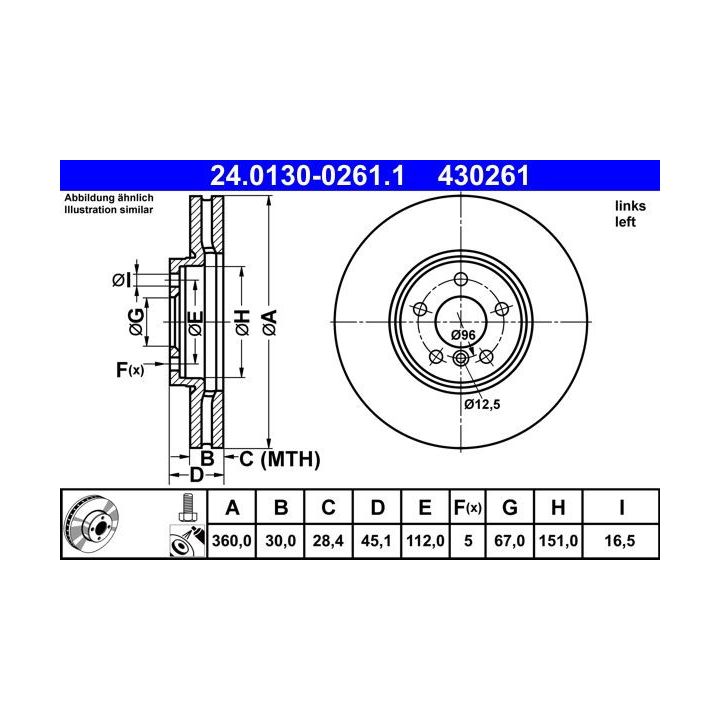 Stabdžių diskas ATE 24.0130-0261.1