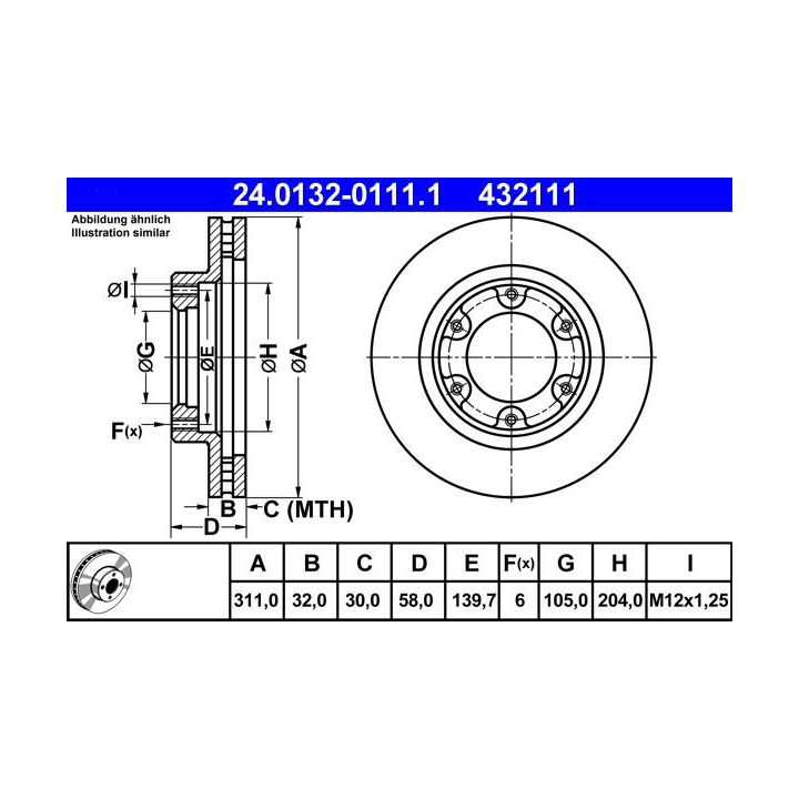 Stabdžių diskas ATE 24.0132-0111.1