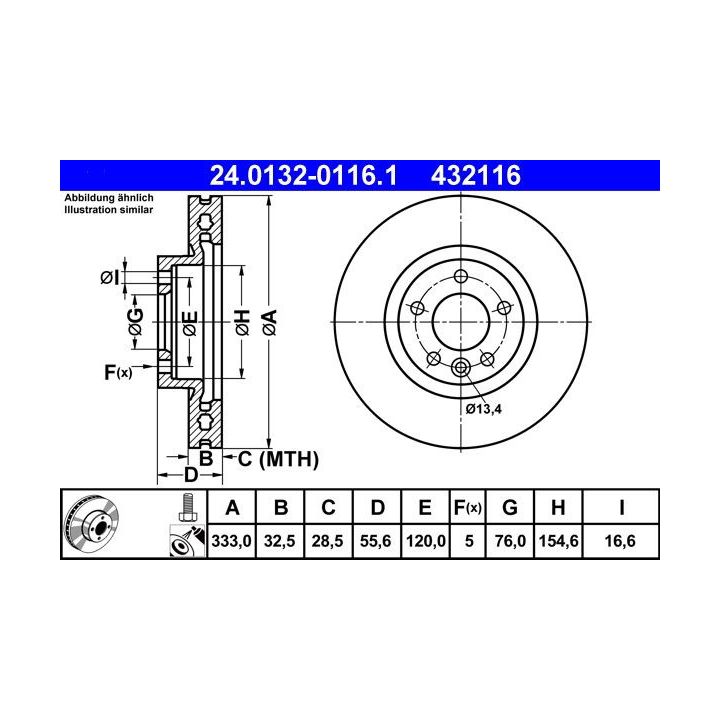 Stabdžių diskas ATE 24.0132-0116.1
