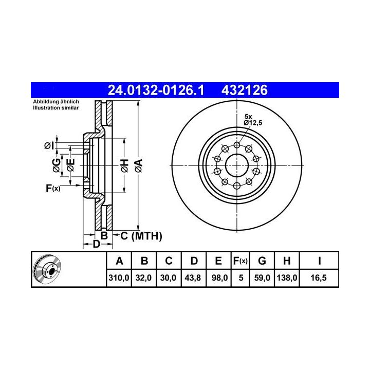 Stabdžių diskas ATE 24.0132-0126.1