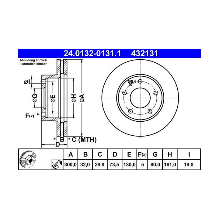 Stabdžių diskas ATE 24.0132-0131.1