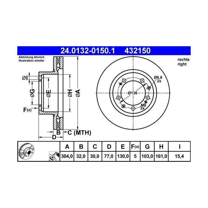Stabdžių diskas ATE 24.0132-0150.1