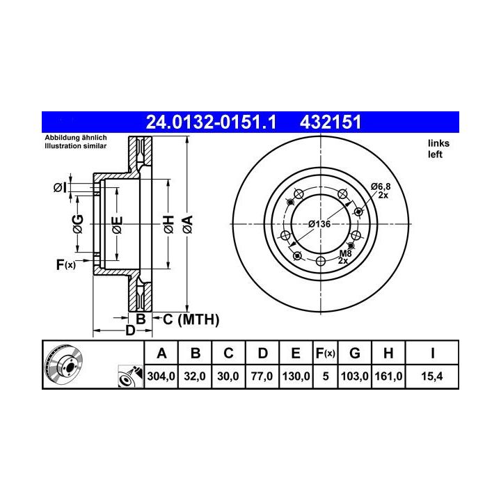 Stabdžių diskas ATE 24.0132-0151.1