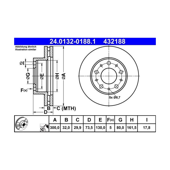 Stabdžių diskas ATE 24.0132-0188.1