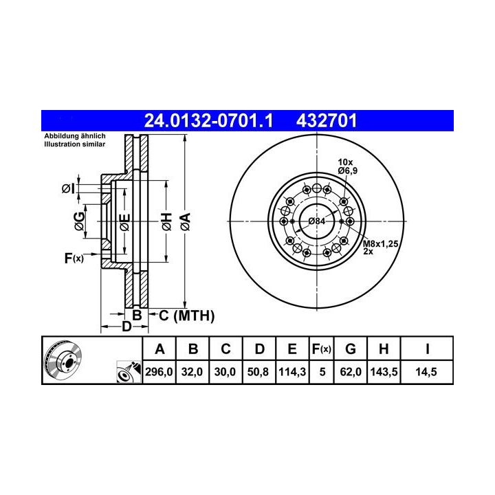 Stabdžių diskas ATE 24.0132-0701.1